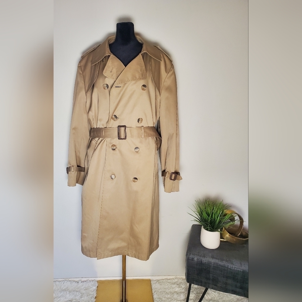 PRISTINE Tailored for Richman Trench Coat Double Breasted Water Repellant 44R